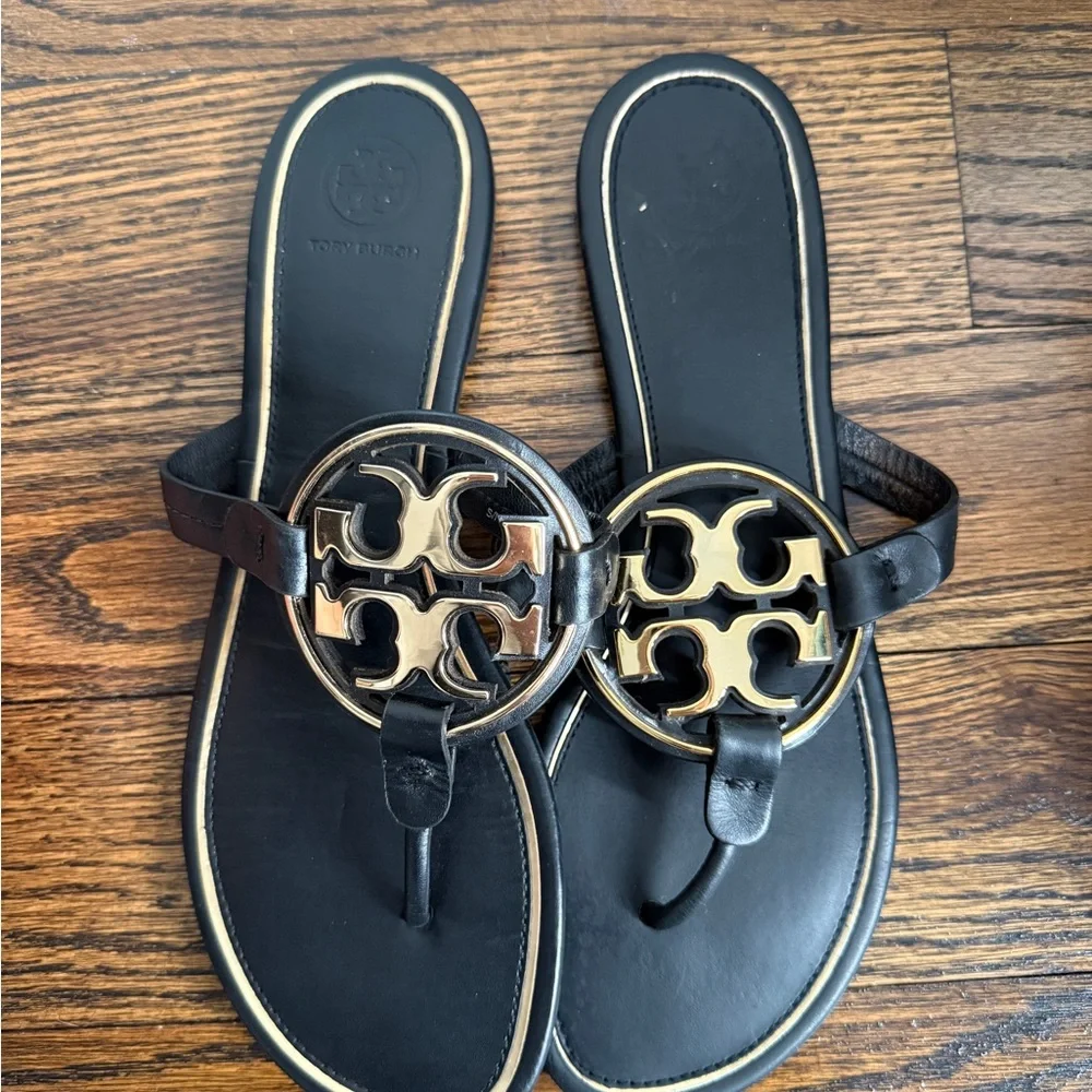 Tory Burch Miller black gold sandal 9.5